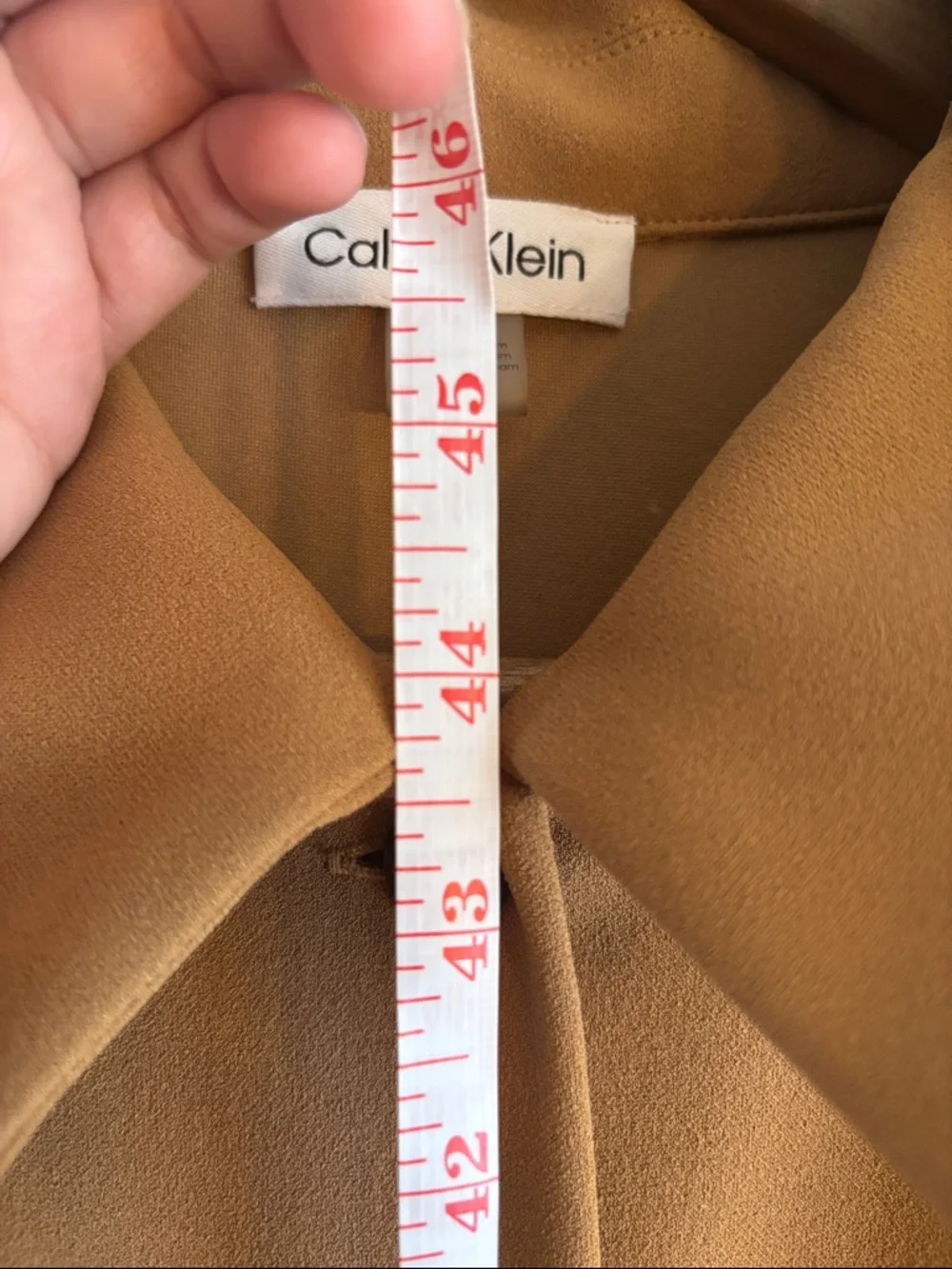 Calvin Klein Button-Front Midi Dress in Camel size 12 - Picture 6 of 7